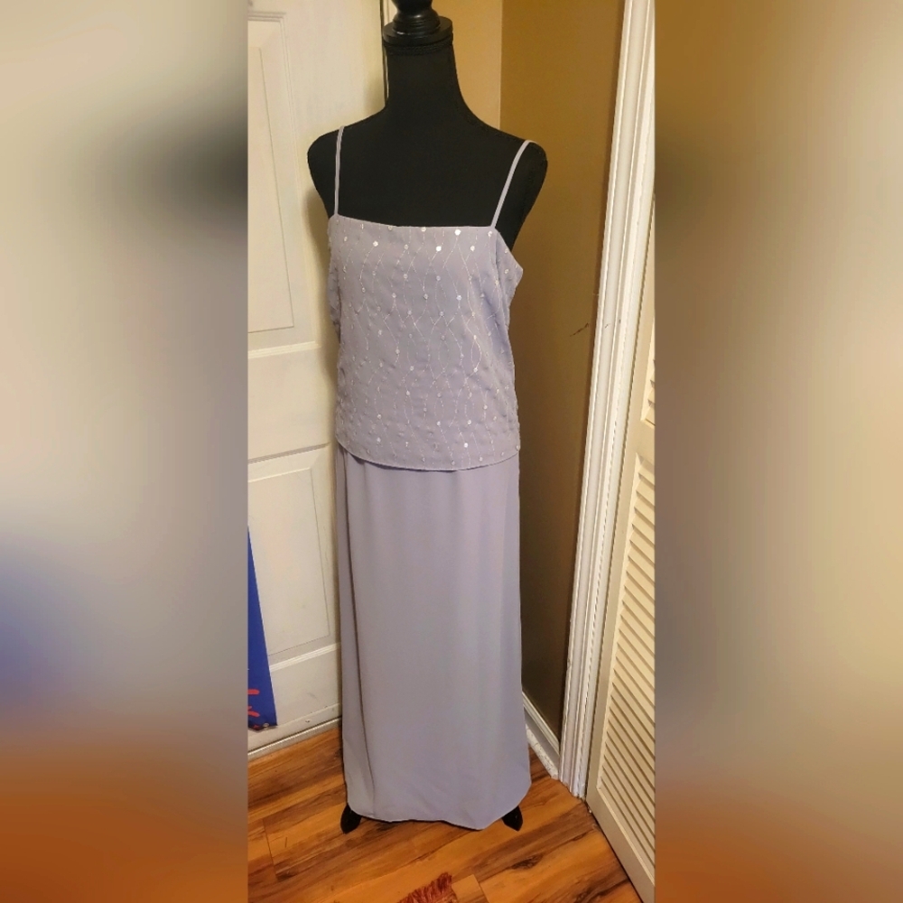 Pursuits, ltd. Elegant Grey 2 Piece Maxi Dress, Size 8